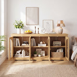 Modern Arched Glass Sideboard With 6 Doors, Buffet Cabinet With Storage And Adjustable Shelves