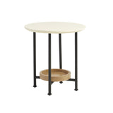 Oval End Table - White / Natural