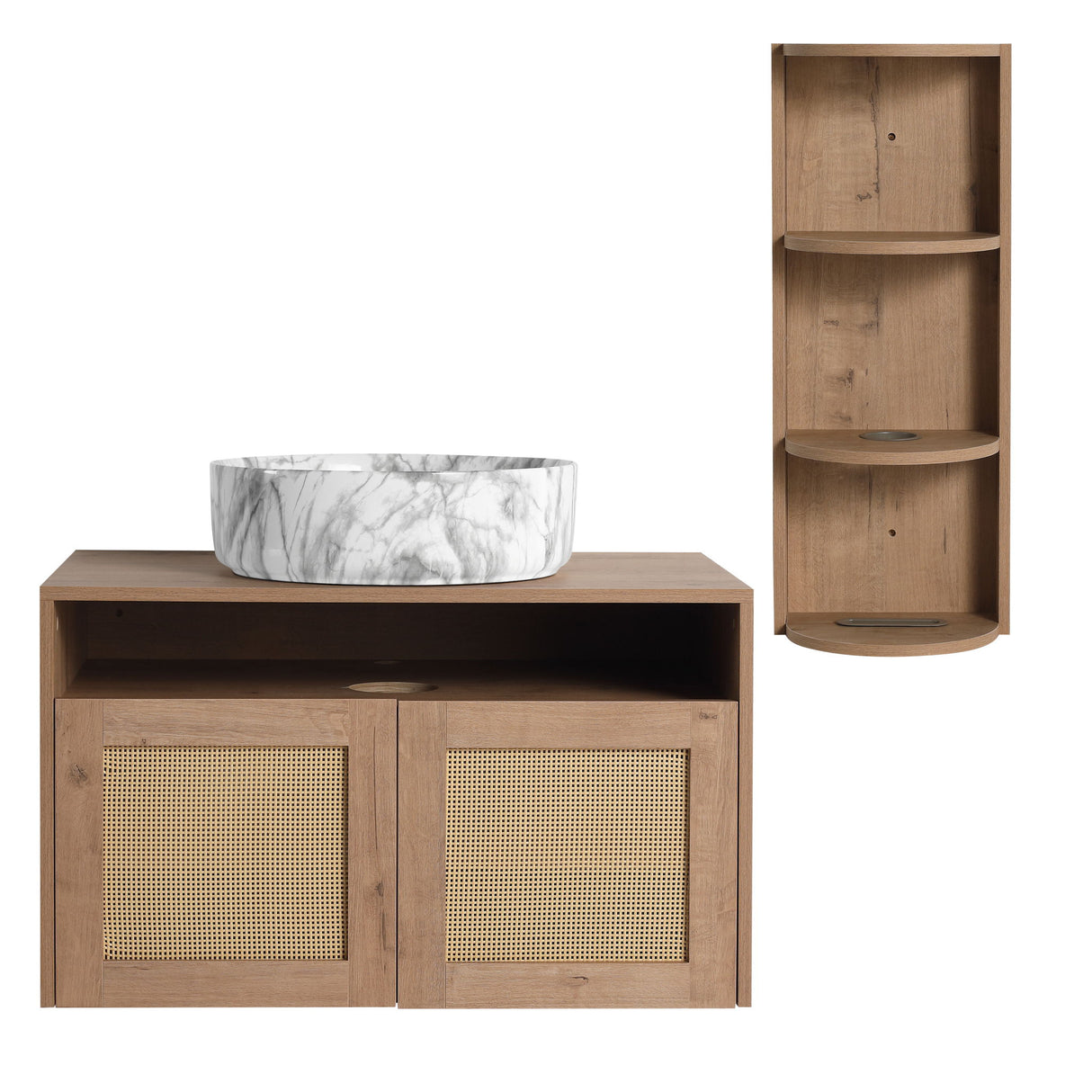 Bathroom Vanity & Art Sink And Storage Rack, Float Mounting Design
