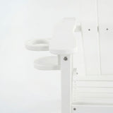 Outdoor Bar Height Adirondack Patio Chair With Cup Holder And Armrests All Weather UV Resistant - White
