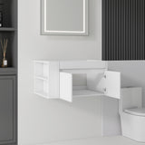 Floating Bathroom Vanity Cabinet, Soft Close Double Drawers, Open Side Storage, Wall Mounted, Cabinet Only