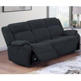Motion Reclining Sofa With Seat And Adjustable Footrests For Living Room - Black
