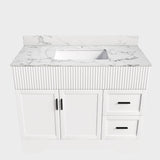Bathroom Vanity Set, Fluted Cabinet, Soft Close Doors & Drawers, Sink Included - White