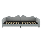 Upholstered Daybed, Sherpa Fabric Sofabed With Cloud-Shaped Backrest