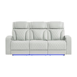 Julian - Power Reclining Sofa With Footrest And LED Lighting - Silver