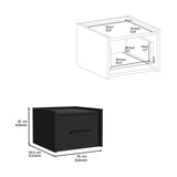 Floating Nightstand, Space Saving Design With Handy Drawer And Surface - Black