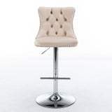 Swivel Barstools Adjusatble Seat Height From 25-33", Modern Upholstered Base Bar Stools With Backs Comfortable Tufted For Home Pub And Kitchen Island (Set of 2)