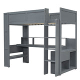 Gaming Loft Bed With Desk, Multi Storage Shelves, LED And Charging Station