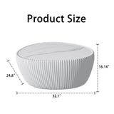 Goose Egg Shape Coffee Table For Living Room - White Pu