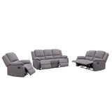 3 Piece Reclining Sofa Set With 150° Deep Recline, 3 Seat Couch, Loveseat & Single Recliner - Gray