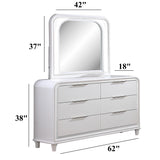 Pearl Dresser With Mirror 6 Drawers Spacious Storage - White