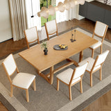 Rectangular Extendable Dining Table Set With 6 Upholstered Chairs