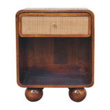 Open Woven Bedside Table, 1 Drawer - Chestnut