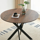 Mid-Century Dining Table For 4 - 6 People With Round Table Top, Pedestal Dining Table, End Table Leisure Coffee Table, Cross Leg