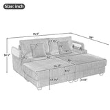 Chaise Sofa With Adjustable Backrest, Cup Holders, Phone Holder & Storage Compartments For Living Room - Light Gray