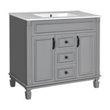 Bathroom Vanity With Top Sink, Basin On Cabinet With 2 Soft Closing Doors And 2 Drawers