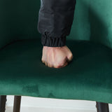 Counter Height Bar Stool, Metal Legs, Velvet Upholstered For Pub, Restaurant, Kitchen Island (Set of 2) - Black / Green