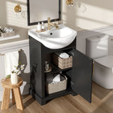 20" Bathroom Vanity With Bulged Sink, Freestanding Single Vanity Set, Soft Close Door