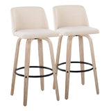 Toriano - Mid-Century Modern Fixed Height BarStool With Round Footrest (Set of 2)