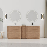Soft Close Door Freestanding Bathroom Vanity With Sink, 1 Small Storage Cabinet