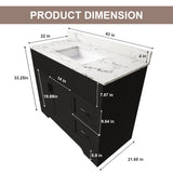 Bathroom Vanity Set, Fluted Cabinet, Soft Close Doors With Drawers, Single Faucet Hole, Sink Included - Black