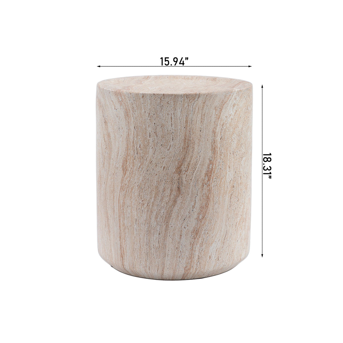 Tall Cylindrical Accent Coffee Table In - Beige / Yellow