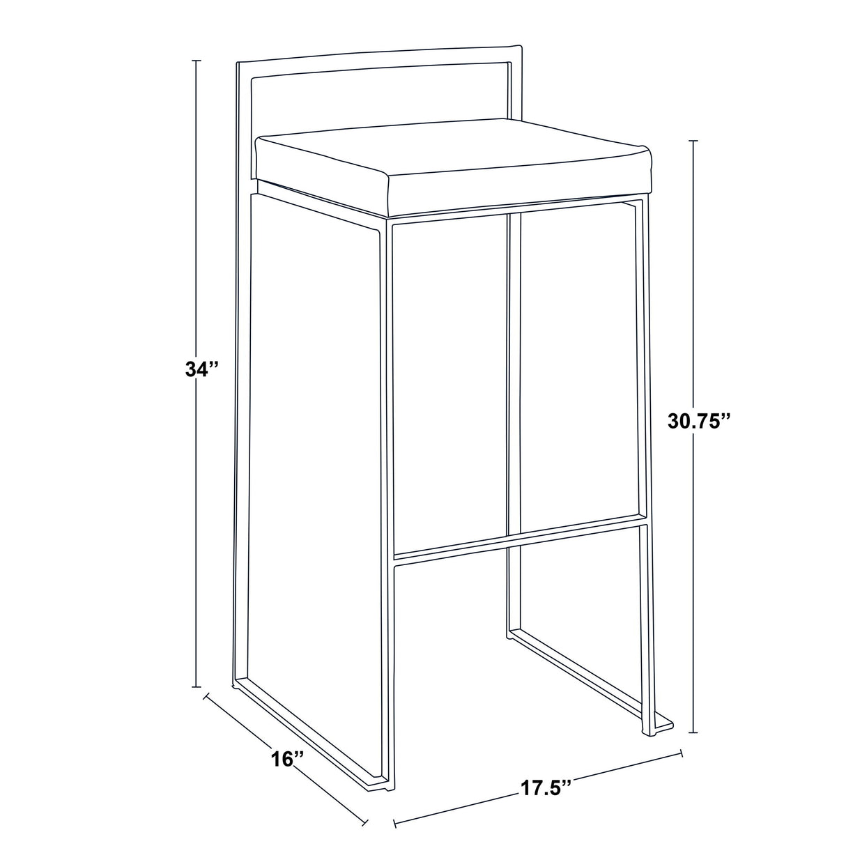 Fuji - Contemporary / Glam & Quality Construction Barstool