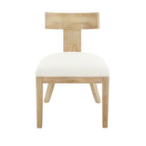 Contemporary Fabric Upholstered Side Dining Chairs Set With Curved Back