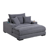 Upholstered Chaise Lounge With Cup Holders USB Port And Pillows