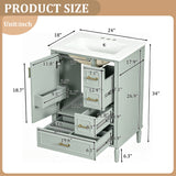 Modern Bathroom Vanity With Sink, Soft Close Doors, 3 Drawers