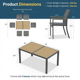 7 Piece Gray Aluminum Patio Dining Set With Textilene Chairs For Outdoor Living Frame With Accents, 59" Rectangle Table, All Weather Durable