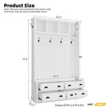 Hall Tree With 4 Drawers, Coat Rack With 6 Hooks