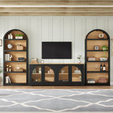 3 Piece TV Stand Set With Bookshel, Entertainment Center With Arched Design