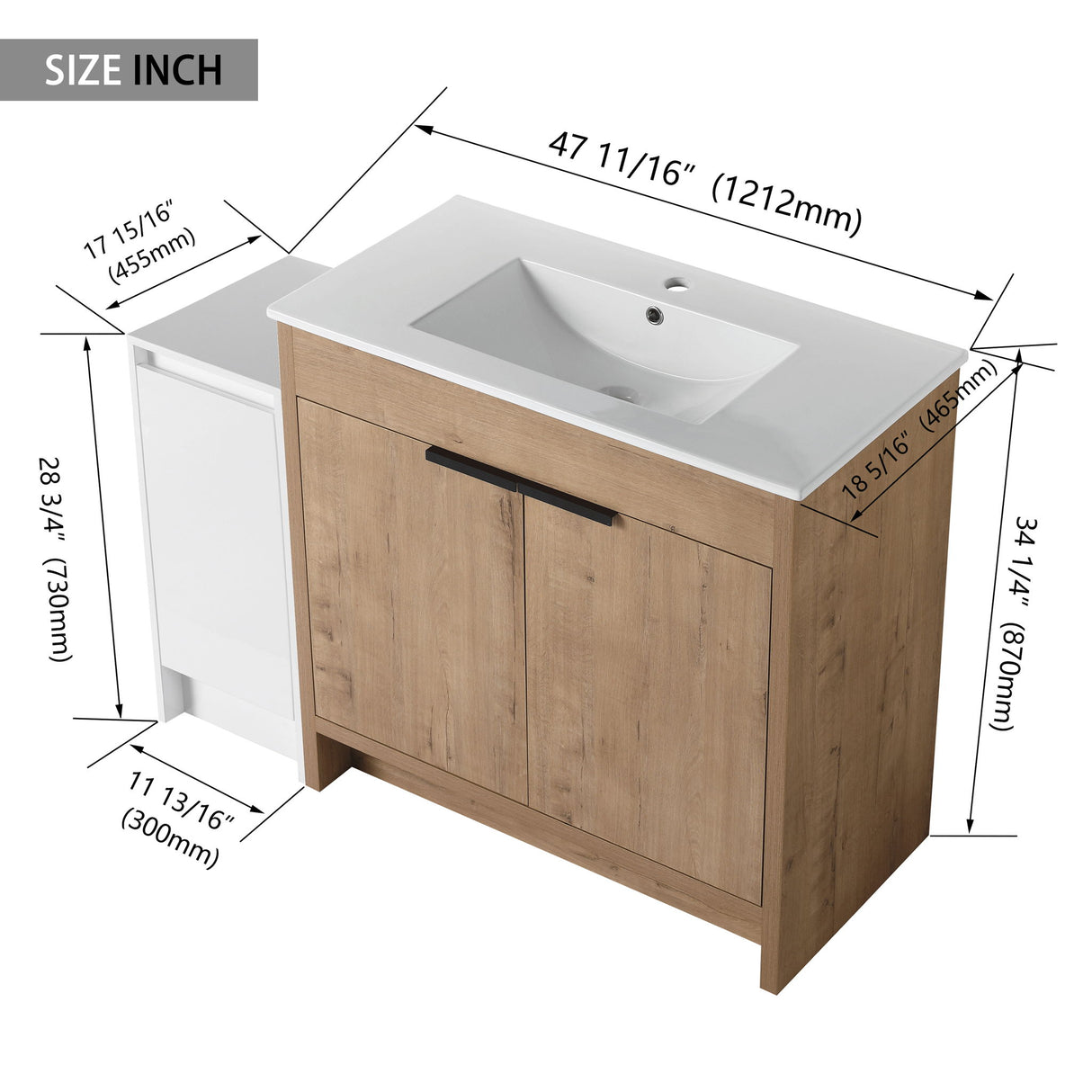 Freestanding Bathroom Vanity With Sink And Storage Cabinets, Soft Closing Doors