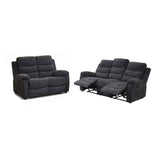 2 Piece Reclining Sofa Set, 3 Seat Sofa & 2 Seat Loveseat, 150° Recline - Dark Gray