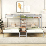 Metal Bunk Bed With Storage Shelves Staircase