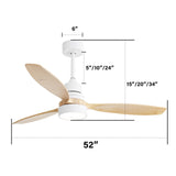 Ceiling Fan With 6 Speed Remote Control And 3Cct LED Light - White