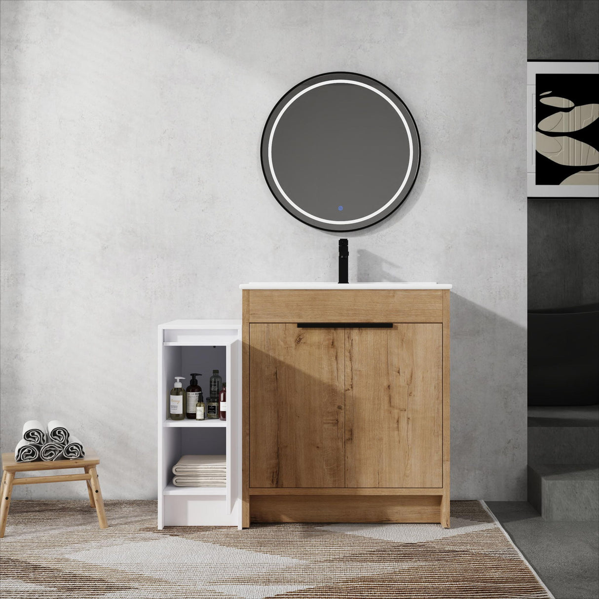 Freestanding Bathroom Vanity With Sink And Storage Cabinets, Soft Closing Doors