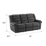 Reclining Sofa - Gray - Faux Leather