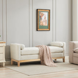Upholstered End Of Bed Bench With Arms & 2 Bolsters For Bedroom