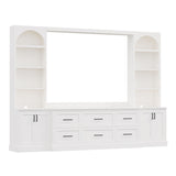 Arched Entertainment Center Wall Unit With 6 Drawers, Large TV Stand With Bookshelves
