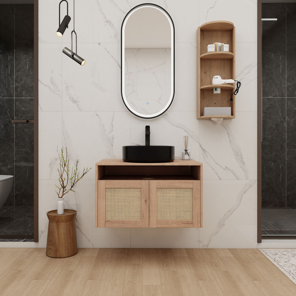 Bathroom Vanity & Art Sink And Storage Rack, Float Mounting Design