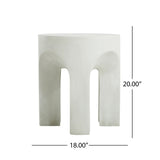 Outdoor Round Top Side Table / End Table, Living Room Accent Table - Antique White