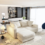 Deep Seat Convertible Sofa With Soft Pillows And Ottomans