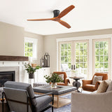 52" Ceiling Fan, No Light Flush Mount Low Profile 3 Blades With Remote Control