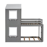 Bunk Bed Wood Bed & Roof, Window, Guardrail, Ladder
