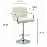 Adjustable Swivel Arm Bar Stool With Cushion - White
