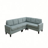 Modular L - Shaped Sectional Sofa 6 Seater 4 Piece, Couch With Chaise - Green