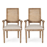 Elegant French Country Style Dining Chair With Cane Backrest