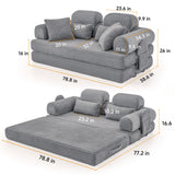 Convertible Sleeper Sofa With & Side Storage Pocket, Foldable Upholstered Couch For Living Room